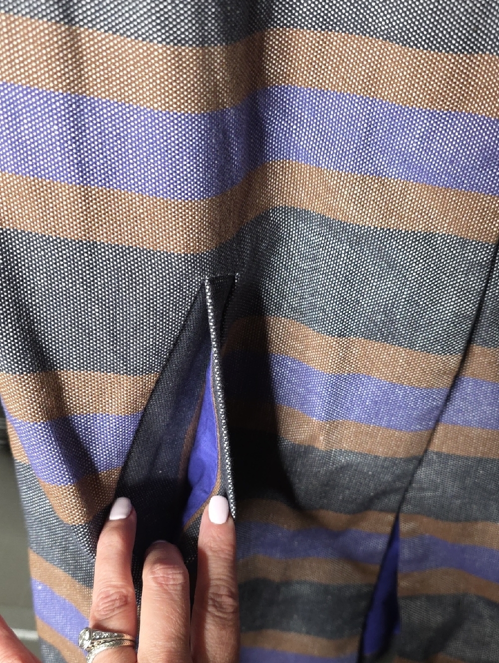 Boden Striped Linen Blend Blazer Jacket in Gray, Purple & Tan Sz 2 - Picture 4 of 6